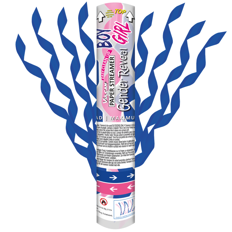 Gender Reveal Paper Streamers – Blue (Pack of 3)